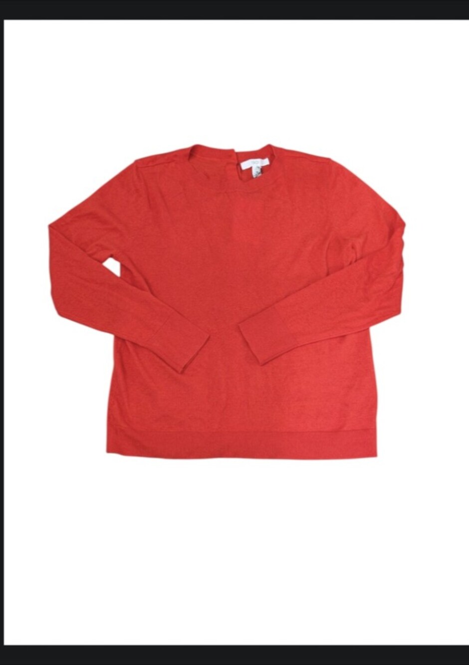 Nordstrom Bright Red Crewneck Back Button Sweater
